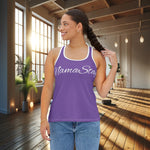 Our DFS NamaStay then NamaGo Racerback Tee and Custom Design, white trim