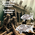 Zombie Fish Apocalypse Stickers | Mutton Snapper design 