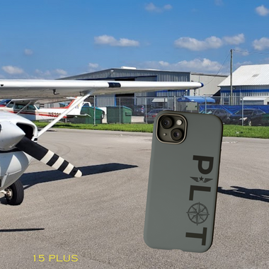 an image of a cessna airplane and the DFS matte finish phone case with the pilot compass rose design