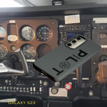 an image of an older airplane cockpit and the DFS matte finish phone case with the pilot compass rose design