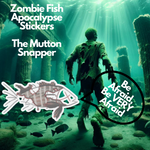 Zombie Fish Apocalypse Stickers | Mutton Snapper design 